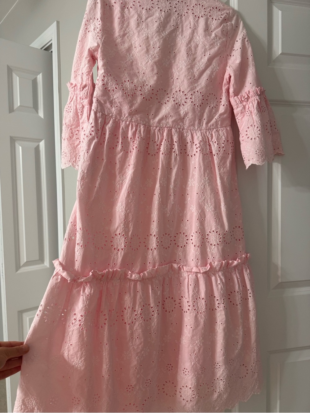 Sail to Sable Light Pink Eyelet Cotton Dress